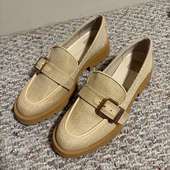Dolce Vita- Ericka Raffia Buckle Loafer Tan Loafers, Size 8.5 - Picture 1 of 8